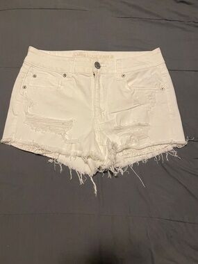 American Eagle Outfitters White Distressed Denim Cutoff Shorts